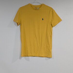 Polo Ralph Lauren Solid Cotton Embroidered Logo T-Shirt Yellow Size Small